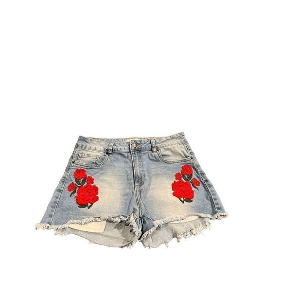Urban Heritage high rise red roses embroidered shorts Jeans size 9 - Picture 1 of 10